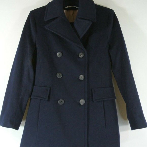 FLEURETTE DOUBLE BREASTED WOOL PEACOAT MIDNIGHT NAVY JACKET COAT sz 8 - Picture 4 of 6
